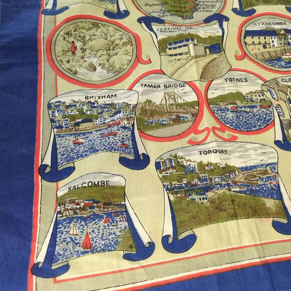 Vintage Devon United Kingdom Souvenir Cotton Tea Towel 20x26" Great Britain - Picture 3 of 5